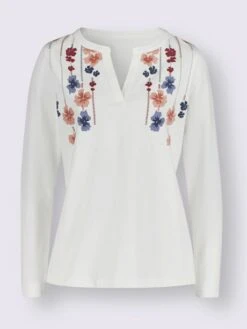 T-shirt à Manches Longues Encolure Arrondie Avec Petit V 7 T-shirt à Manches Longues Encolure Arrondie Avec Petit V -Womens Clothing Soldes Boutique 001.00ZUK03346 B17.001