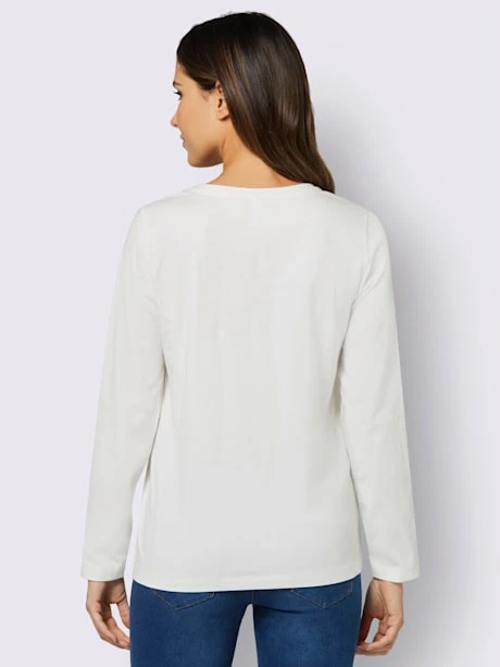 T-shirt à Manches Longues Encolure Arrondie Avec Petit V 3 T-shirt à Manches Longues Encolure Arrondie Avec Petit V – Image 3