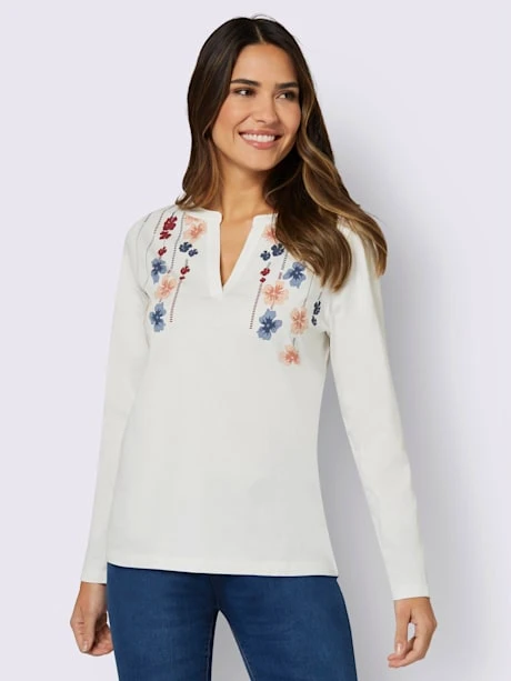 T-shirt à Manches Longues Encolure Arrondie Avec Petit V 2 T-shirt à Manches Longues Encolure Arrondie Avec Petit V – Image 2