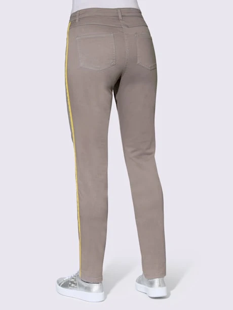 Pantalon Extensible Rayures Galon Aux Accents Contrastés 3 Pantalon Extensible Rayures Galon Aux Accents Contrastés – Image 3