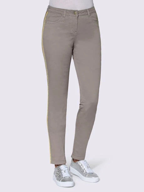 Pantalon Extensible Rayures Galon Aux Accents Contrastés 1 Pantalon Extensible Rayures Galon Aux Accents Contrastés