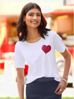 T-shirt Imprimé En Forme De Cœur