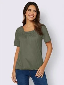 T-shirt à Manches Courtes Encolure Carrée