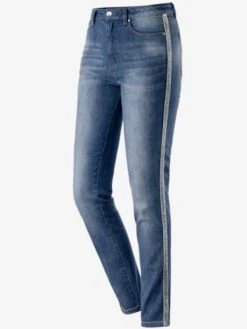 Jean Coupe Droite Bandes Argentées 8 Jean Coupe Droite Bandes Argentées -Womens Clothing Soldes Boutique 003.00F0156439 A04.001