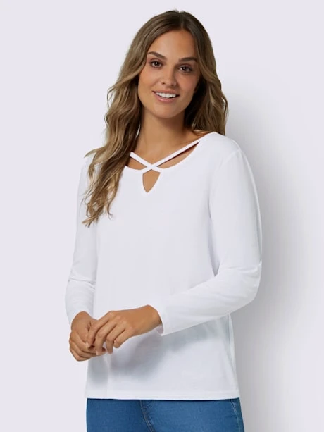 T-shirt à Manches Longues Encolure Fantaisie 1 T-shirt à Manches Longues Encolure Fantaisie