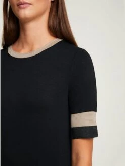 T-shirt à Encolure Ronde Joli Mélange De Matières -Womens Clothing Soldes Boutique 003.99EXT64543 A09.040