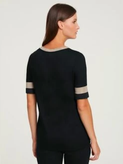 T-shirt à Encolure Ronde Joli Mélange De Matières -Womens Clothing Soldes Boutique 003.99EXT64543 A09.041