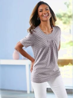 T-shirt à Manches Courtes Plis Affinants à L'encolure