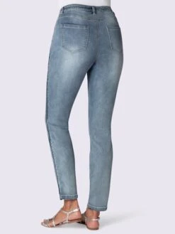 Jean Slim Délavé Taille Haute Bandes Côtés -Womens Clothing Soldes Boutique 006.00F0123141 B04.001