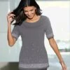 T-shirt à Manches Courtes Pierres Ornementales Brillantes -Womens Clothing Soldes Boutique 007.00ZUK.055 144.002.u