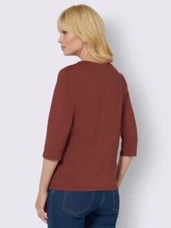 T-shirt à Manches 3/4 Pur Coton -Womens Clothing Soldes Boutique 009.00F0123146 B05.001