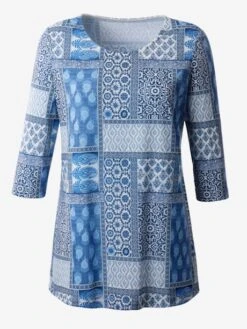 T-shirt Long Imprimé Manches 3/4