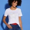 T-shirt à Manches Courtes Imprimé Feuille Brillant -Womens Clothing Soldes Boutique 012.00ZUK05544 007.051