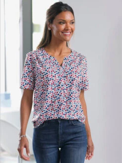 Chemisier à Manches Courtes Fronces Aux épaules