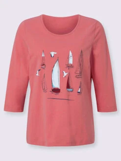 T-shirt à Manches 3/4 Motif Marin -Womens Clothing Soldes Boutique 015.00ZUK03345 B04.002