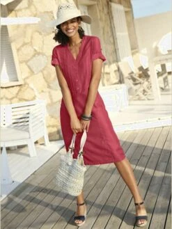 Robe Femme Col V Et 2 Poches Raglan Verticales