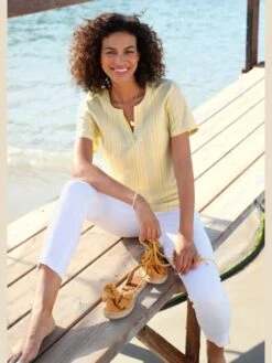 Chemisier à Rayures Verticales Flatteuses Colorées