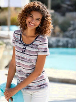 T-shirt à Manches Courtes Motif Jacquard