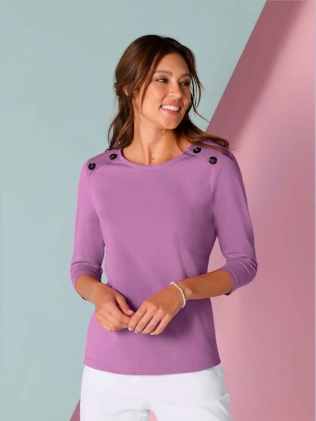 T-shirt à Manches 3/4 Couture D'épaule Avancée 1 T-shirt à Manches 3/4 Couture D'épaule Avancée