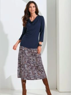 T-shirt Femme Souple Col Bénitier Manches 3/4