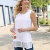 Débardeur 2 En 1 Tissu Léger à L'ourlet -Womens Clothing Soldes Boutique 028.00ZUK03339 A04.092
