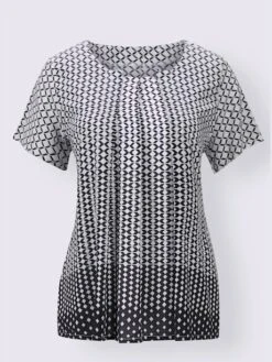 Chemisier évasé En Viscose Motif Losange Effet Dégradé Manches Courtes -Womens Clothing Soldes Boutique 030.00F0130041 B10.001