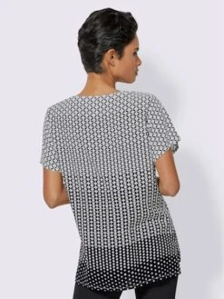 Chemisier évasé En Viscose Motif Losange Effet Dégradé Manches Courtes -Womens Clothing Soldes Boutique 030.00F0130041 B11.001