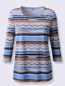 T-shirt à Manches 3/4 Motif à Rayures Mode 5 T-shirt à Manches 3/4 Motif à Rayures Mode -Womens Clothing Soldes Boutique 088.00KAT35444 002.001