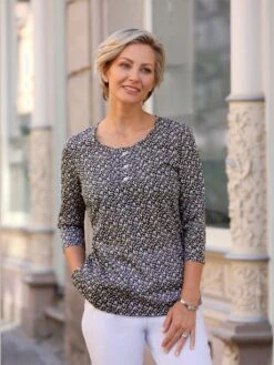 T-shirt à Manches Courtes Boutons Décoratifs Scintillant