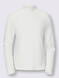 T-shirt Femme Mélange Coton-modal Col Montant Manches Longues -Womens Clothing Soldes Boutique 113.00BA255240 B28.003