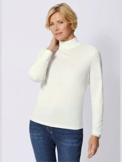 T-shirt Femme Mélange Coton-modal Col Montant Manches Longues -Womens Clothing Soldes Boutique 113.00BA255240 B30.001