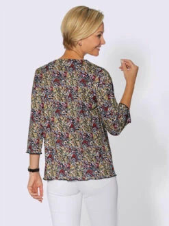 T-shirt à Manches 3/4 Encolure Arrondie Avec Petit V -Womens Clothing Soldes Boutique 117.00BA255247 B08.001