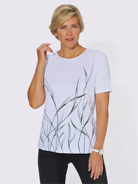 T-shirt à Encolure Ronde Petites Pierres Brillantes Fantaisie 2 T-shirt à Encolure Ronde Petites Pierres Brillantes Fantaisie – Image 2