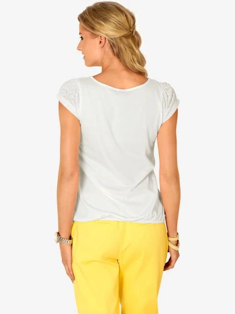 T-shirt à Encolure Ronde Qualité Dévoré, Imprimé Effet Ton Sur Ton 3 T-shirt à Encolure Ronde Qualité Dévoré, Imprimé Effet Ton Sur Ton – Image 3