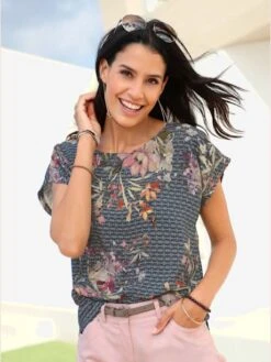 Chemisier Manches Courtes Motif Et Imprimé Floral