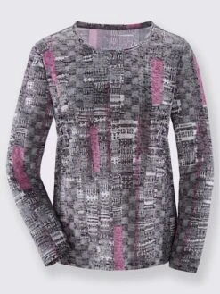 T-shirt Motif Fantaisie En Viscose Col Rond Manches Longues -Womens Clothing Soldes Boutique 159.00FA257742 B10.001