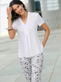 Chemisier à Manches Courtes Encolure V Tendance