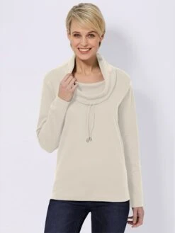 T-shirt En Coton Col Roulé à Nouer Manches Longues