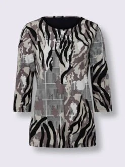 T-shirt à Manches 3/4 Imprimé Animal Décoratif -Womens Clothing Soldes Boutique 600.00TIT03346 B10.001